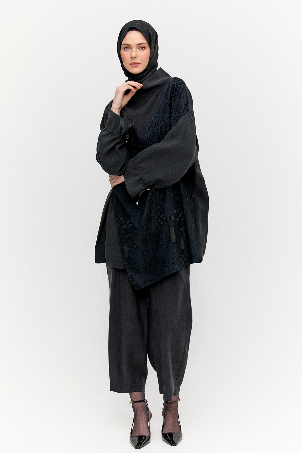 Dokulu Parçalı İkili Takım, Tesettür Giyim