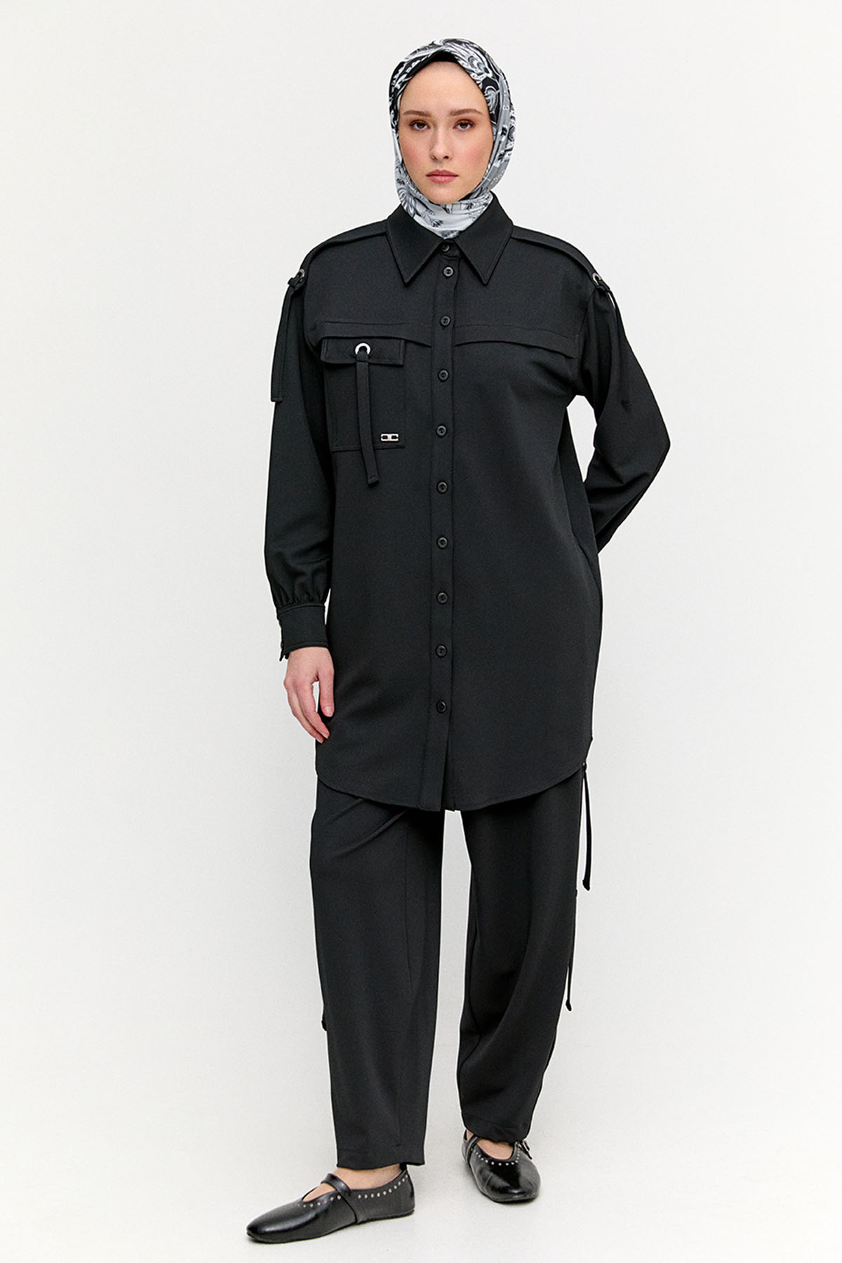 Kuşgözülü Gömlek Yaka İkili Takım, Tesettür Giyim