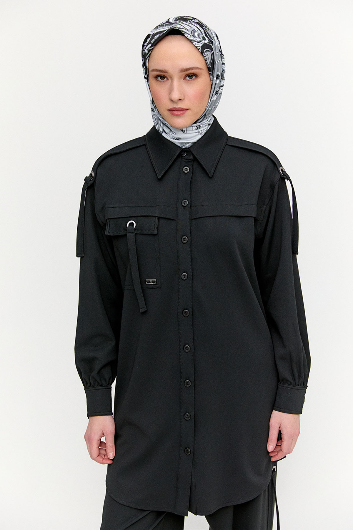 Kuşgözülü Gömlek Yaka İkili Takım, Tesettür Giyim