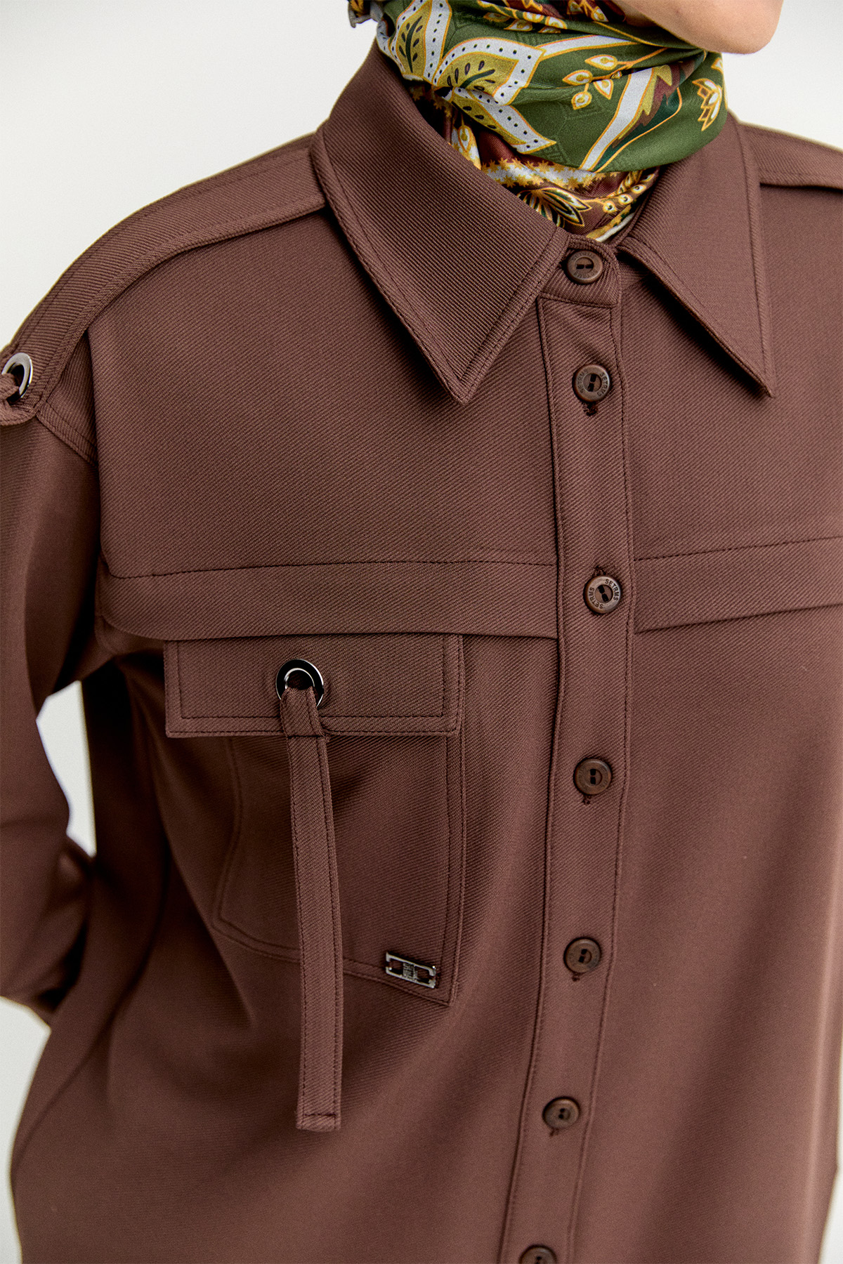 Kuşgözülü Gömlek Yaka İkili Takım, Tesettür Giyim