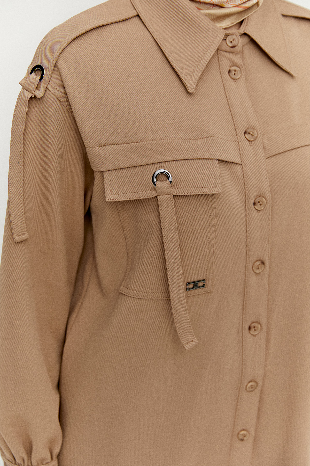 Kuşgözü Detaylı Gömlek Yaka İkili Takım