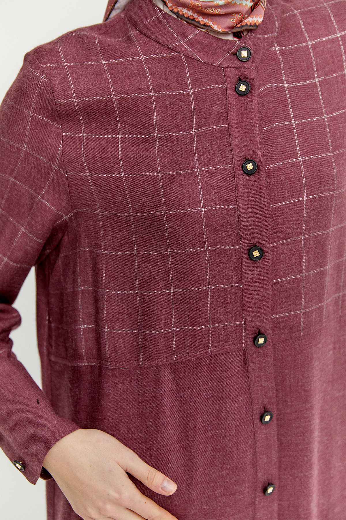 Kare Desenli Rahat Kesim İkili Takım, Tesettür Giyim