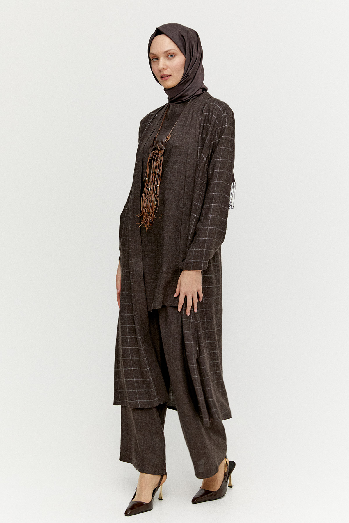 Yün Dokulu Melanjlı 3`Lü Takım