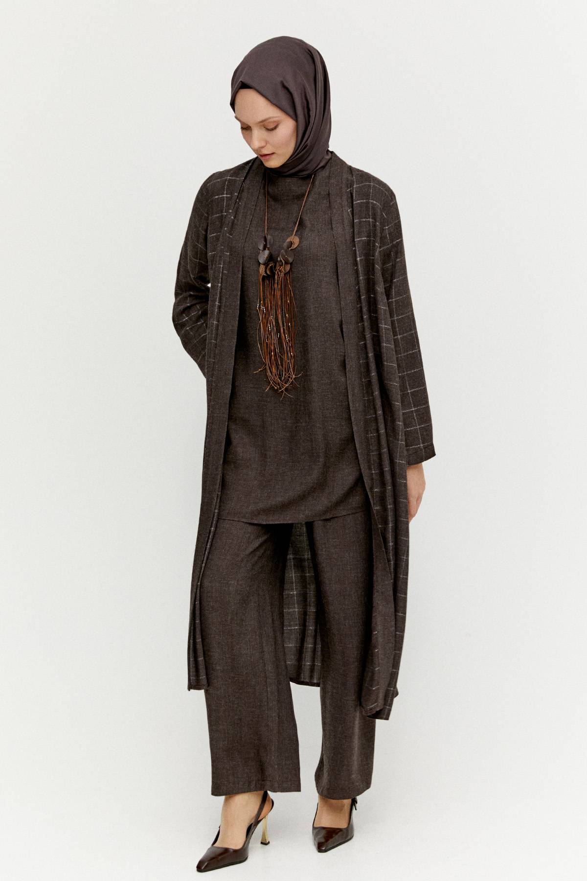 Yün Dokulu Melanjlı 3`Lü Takım