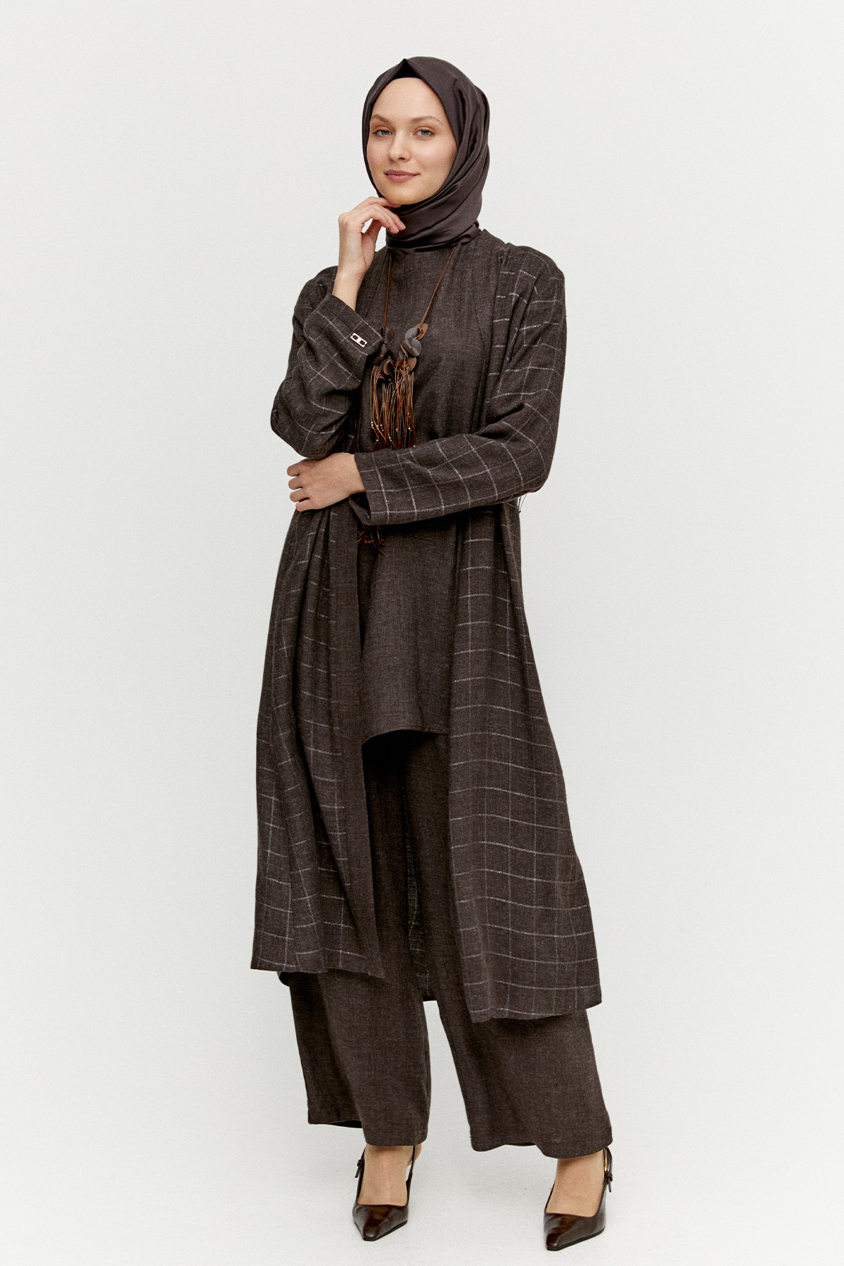 Yün Dokulu Melanjlı 3`Lü Takım