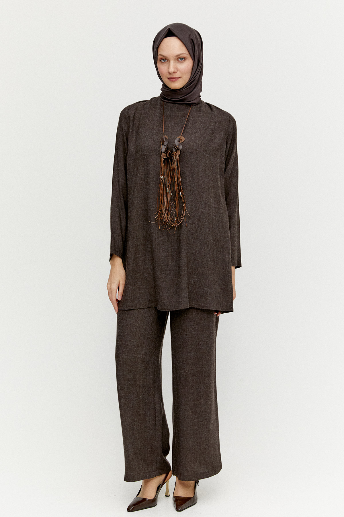 Yün Dokulu Melanjlı 3`Lü Takım