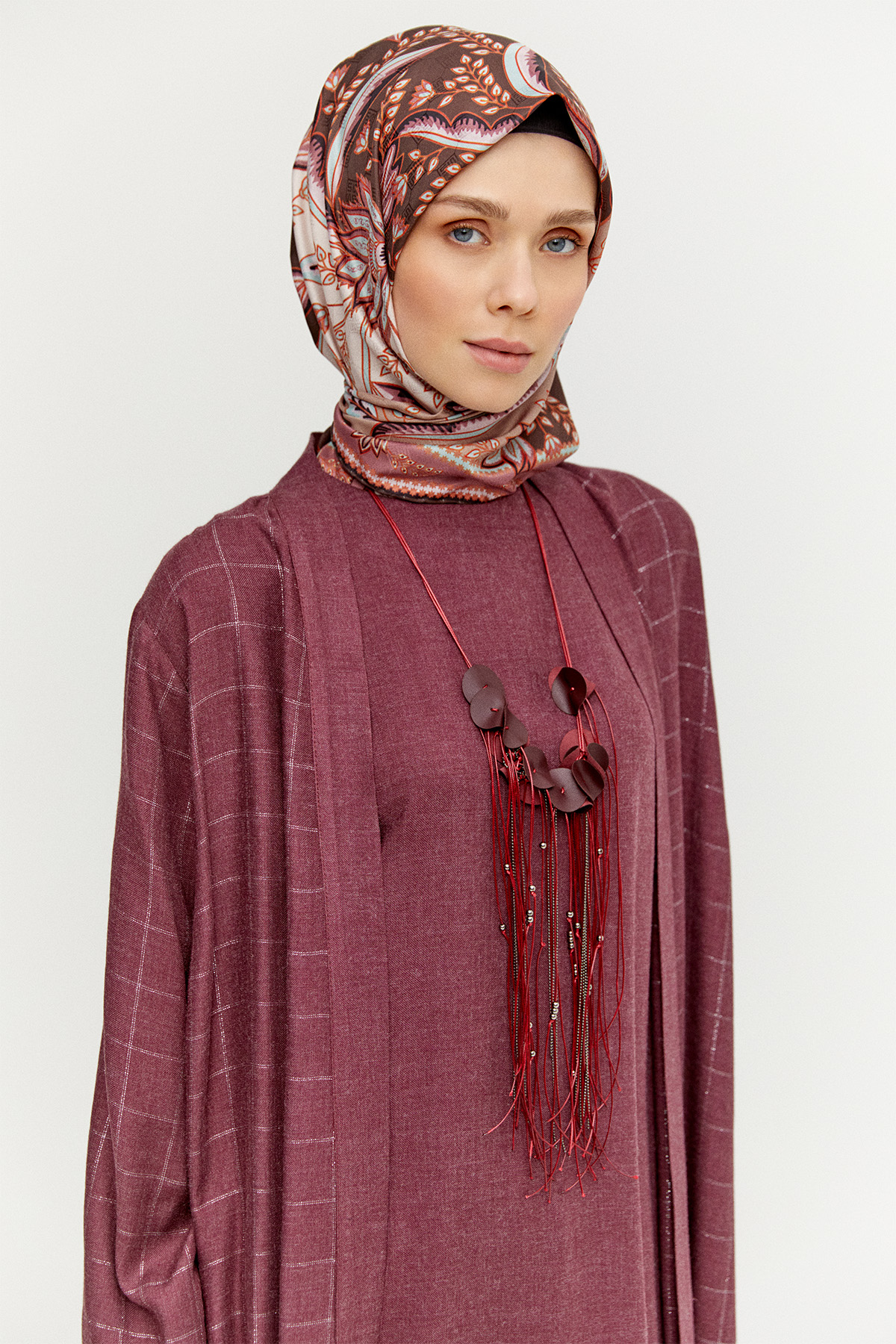 Yün Dokulu Melanjlı 3`Lü Takım, Tesettür Giyim