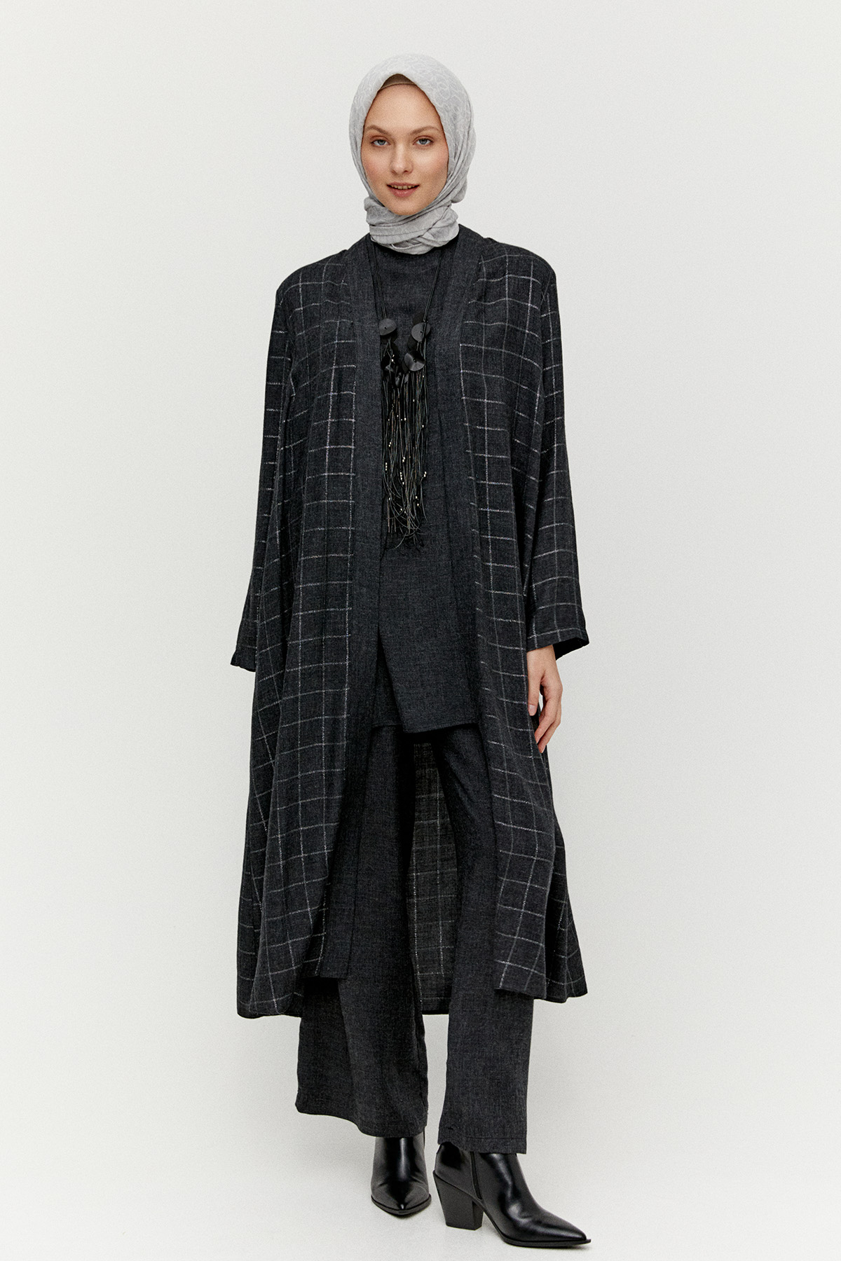 Yün Dokulu Melanjlı 3`Lü Takım