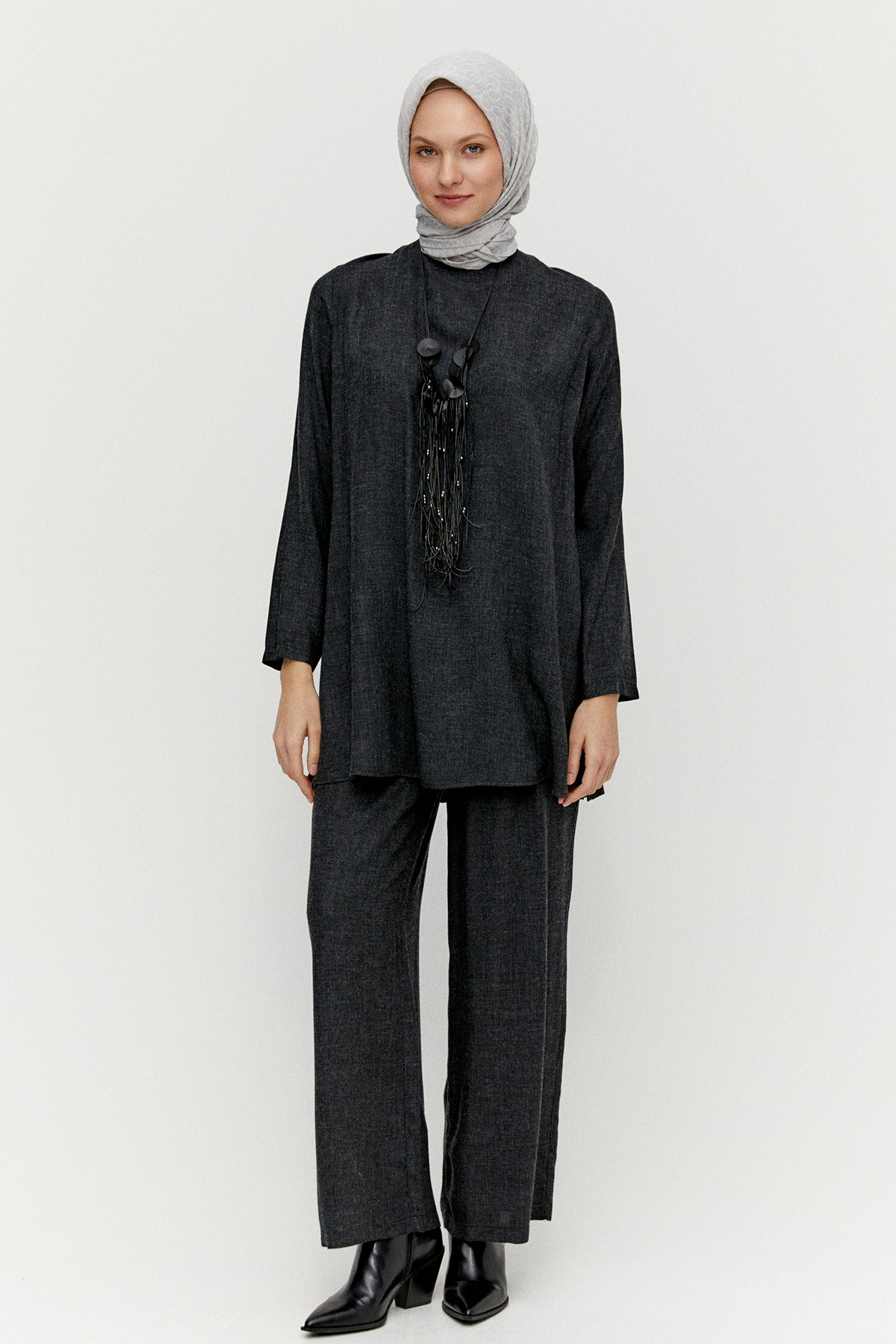 Yün Dokulu Melanjlı 3`Lü Takım