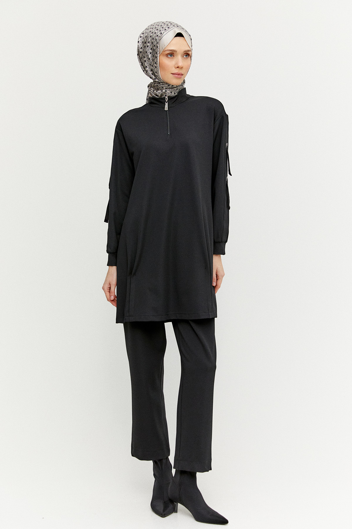 Nervür Detaylı Örme İkili Takım, Tesettür Giyim