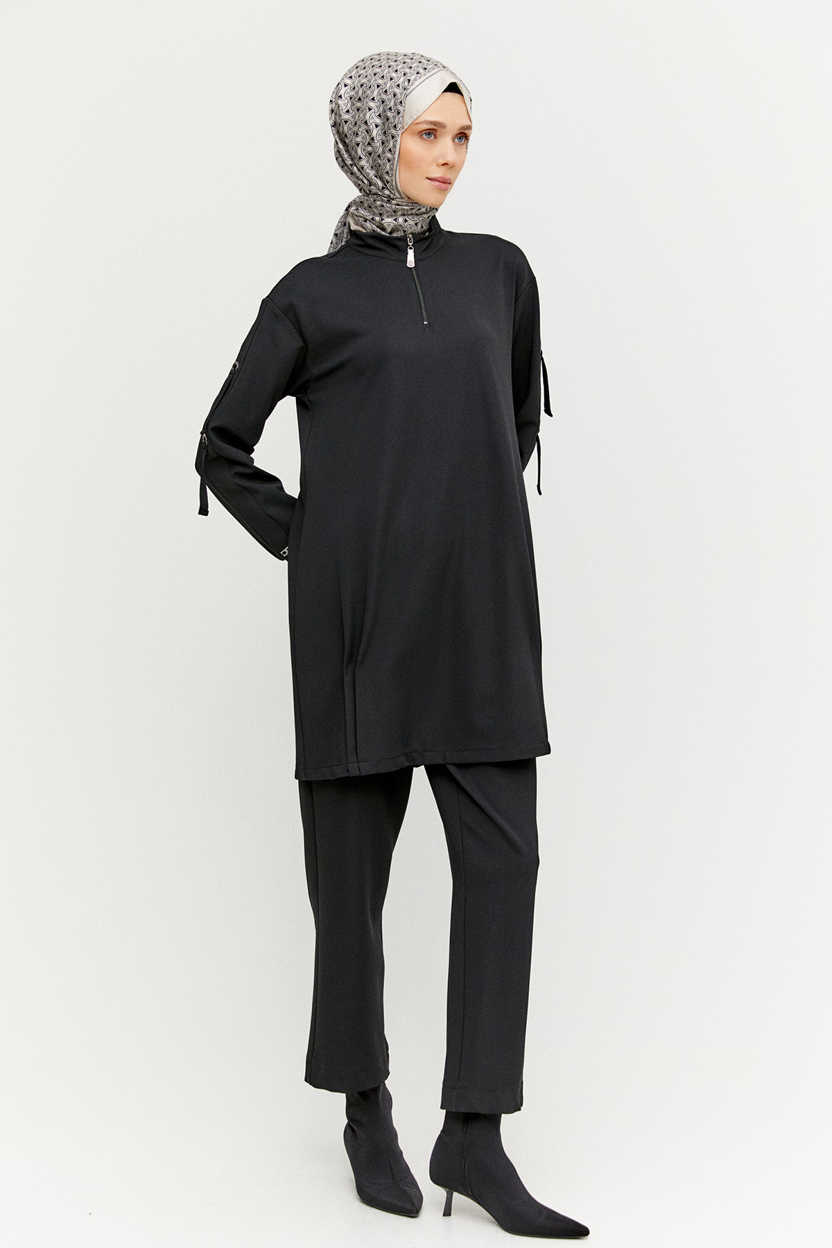 Nervür Detaylı Örme İkili Takım, Tesettür Giyim