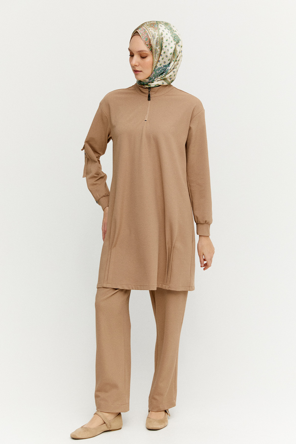 Nervür Detaylı Örme İkili Takım, Tesettür Giyim