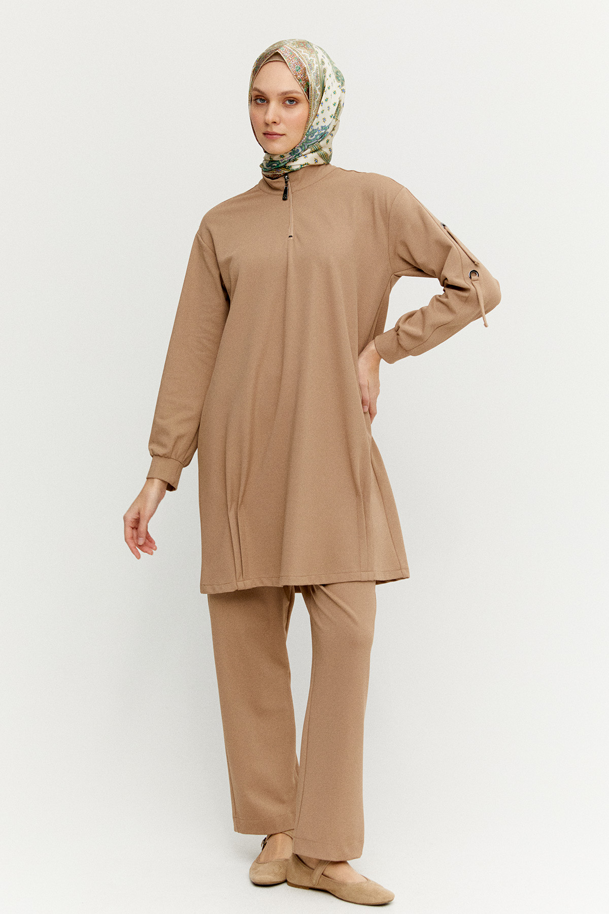 Nervür Detaylı Örme İkili Takım, Tesettür Giyim