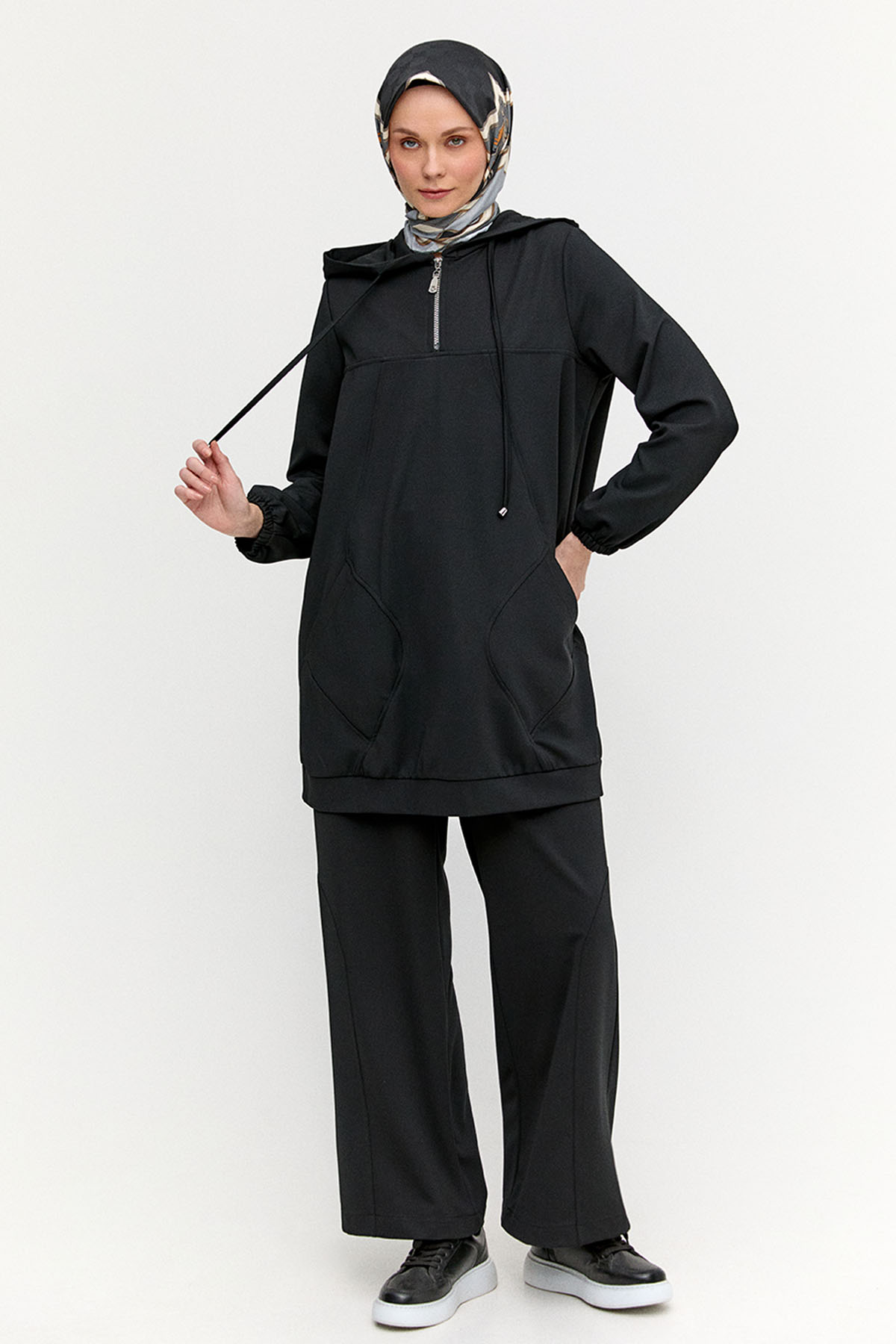 Kapüşonlu Tunik Pantolon Takım, Tesettür Giyim