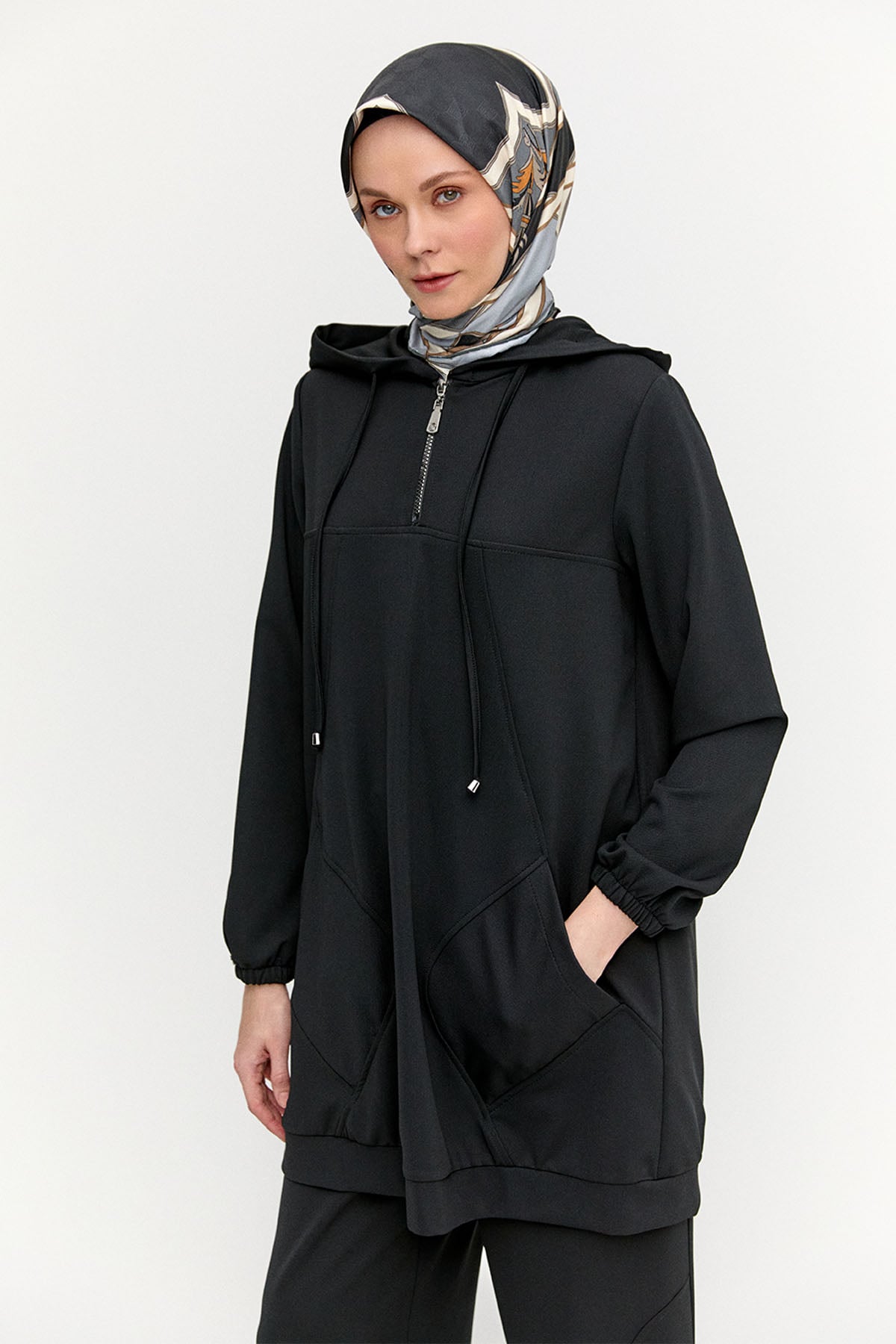 Kapüşonlu Tunik Pantolon Takım, Tesettür Giyim