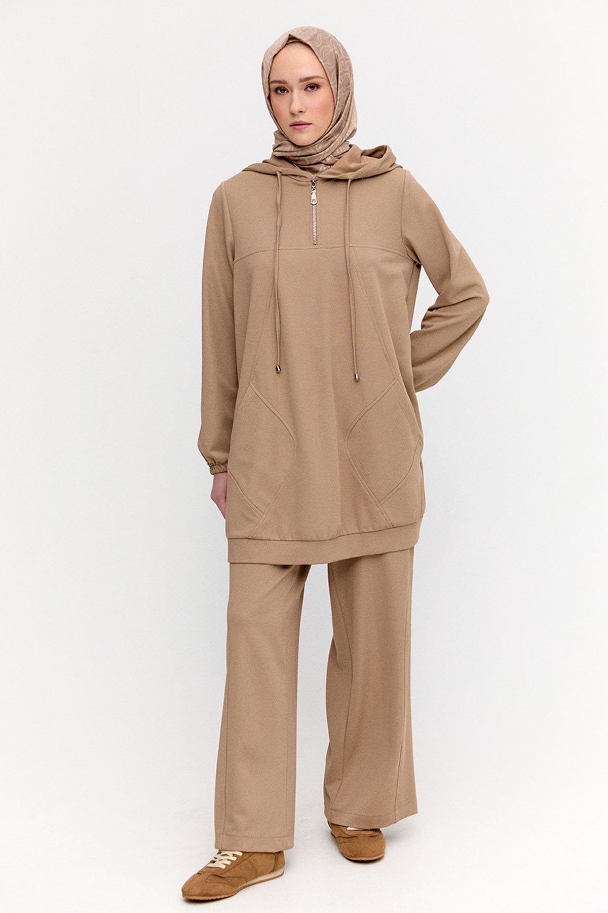 Kapüşonlu Tunik Pantolon Takım, Tesettür Giyim