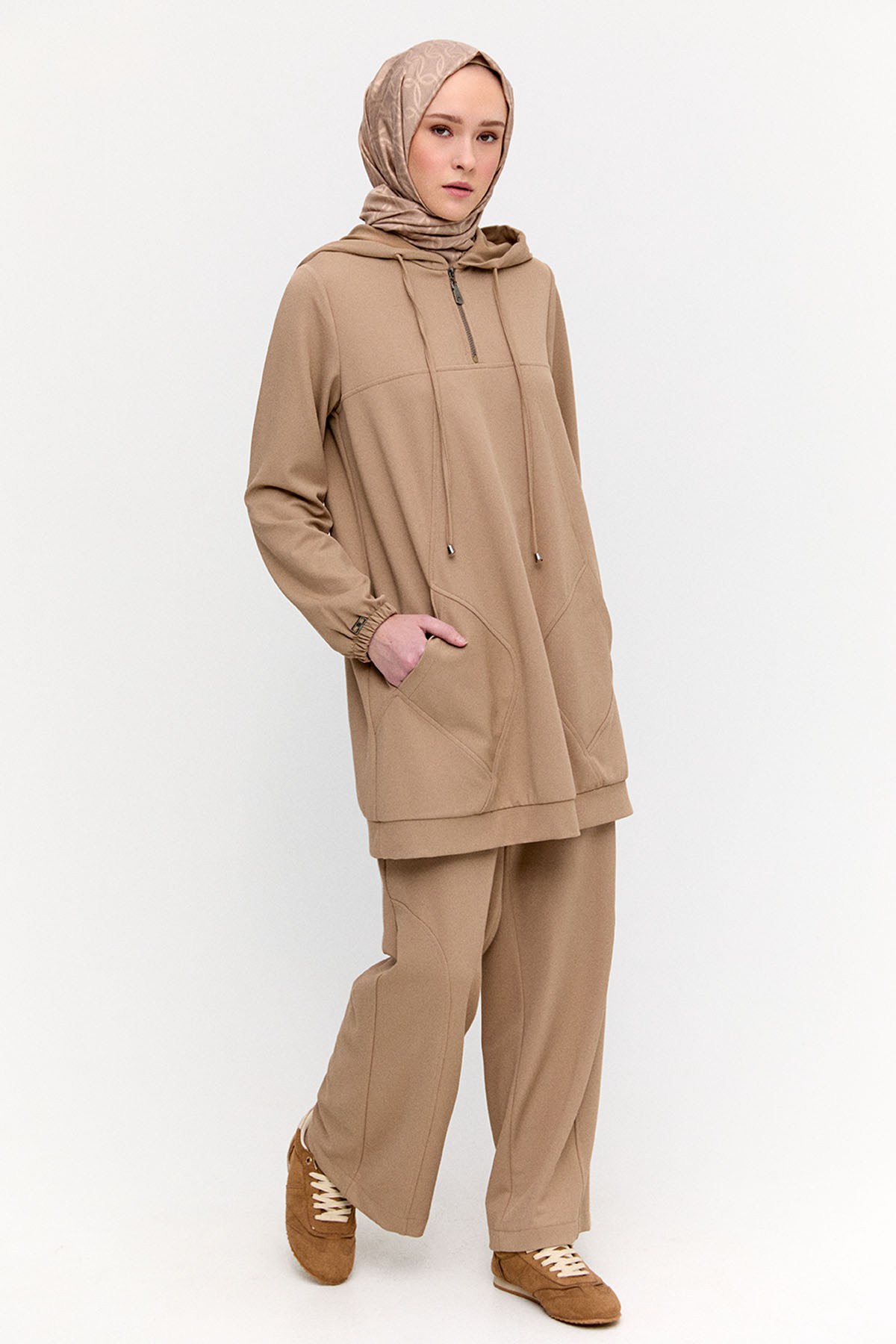 Kapüşonlu Tunik Pantolon Takım, Tesettür Giyim