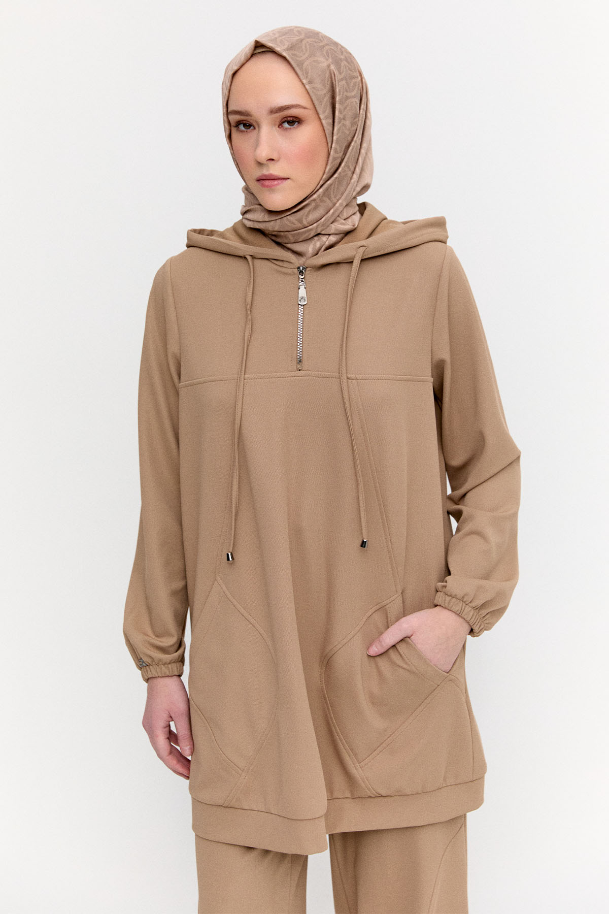 Kapüşonlu Tunik Pantolon Takım, Tesettür Giyim