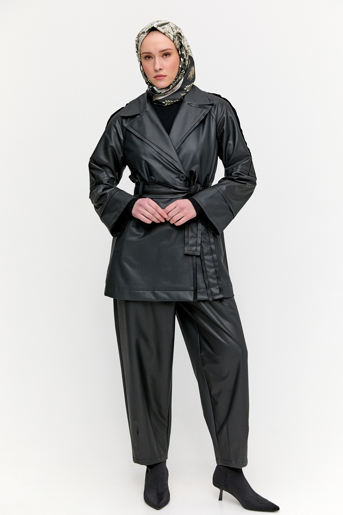 Kruvaze Suni Deri İkili Takım, Tesettür Giyim