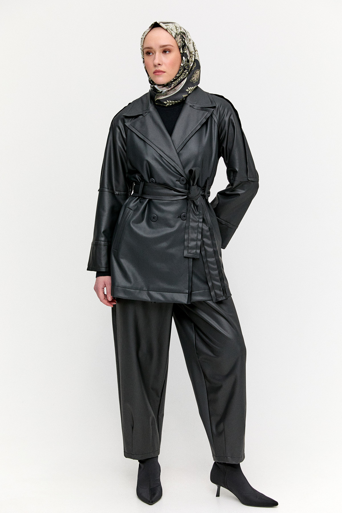 Kruvaze Suni Deri İkili Takım, Tesettür Giyim