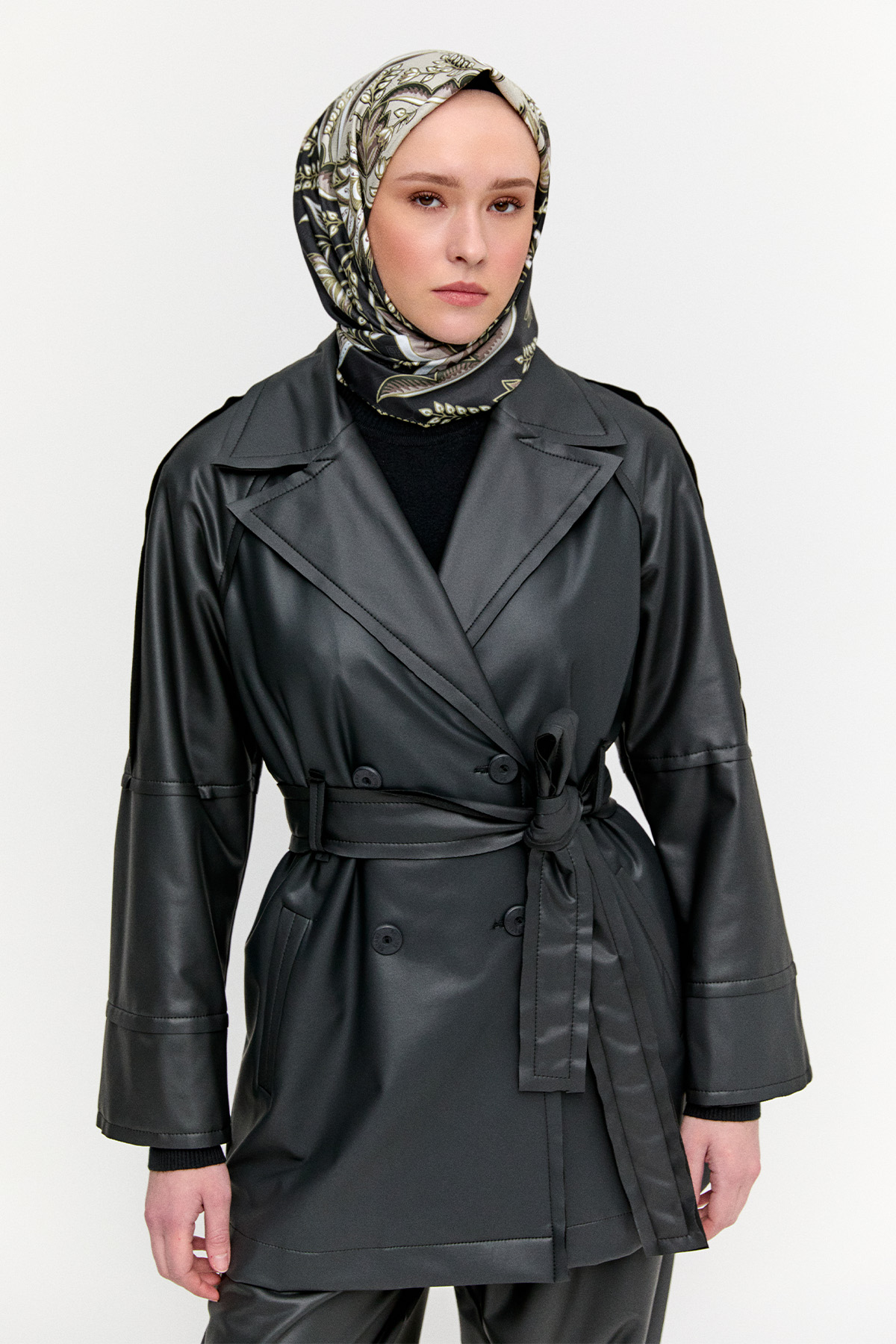 Kruvaze Suni Deri İkili Takım, Tesettür Giyim