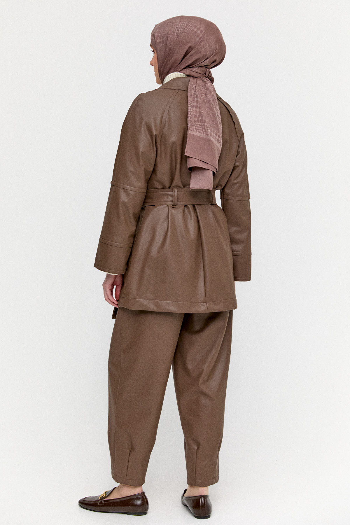 Kruvaze Suni Deri İkili Takım, Tesettür Giyim