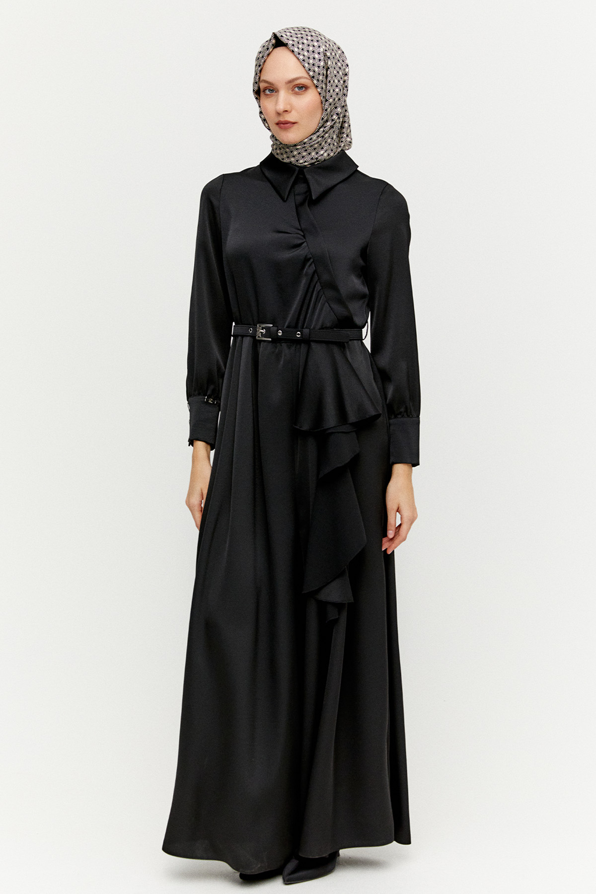 Volanlı Saten Tunik