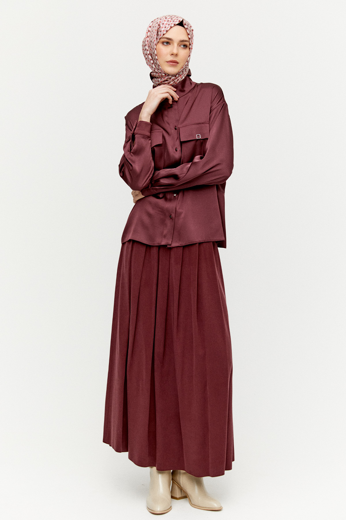 Volanlı Saten Tunik