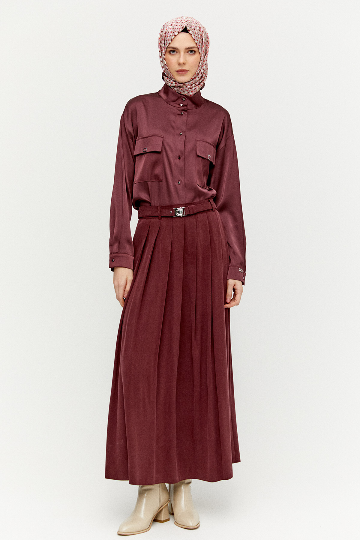 Volanlı Saten Tunik