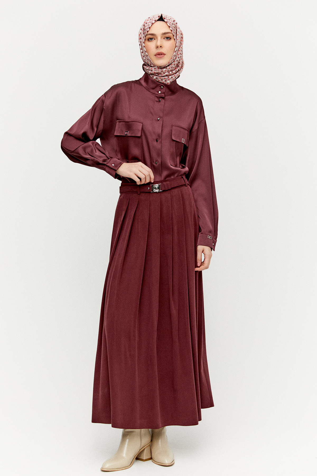 Volanlı Saten Tunik