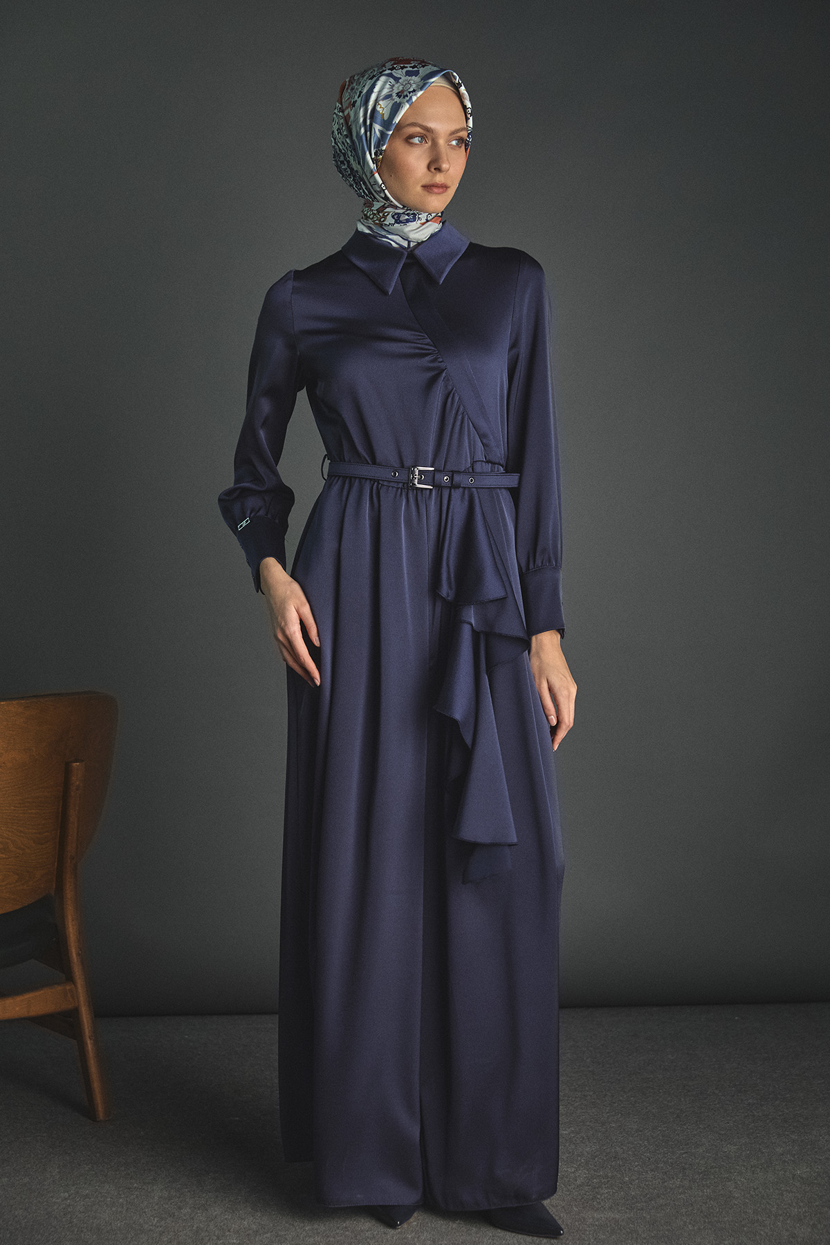 Volanlı Saten Tunik