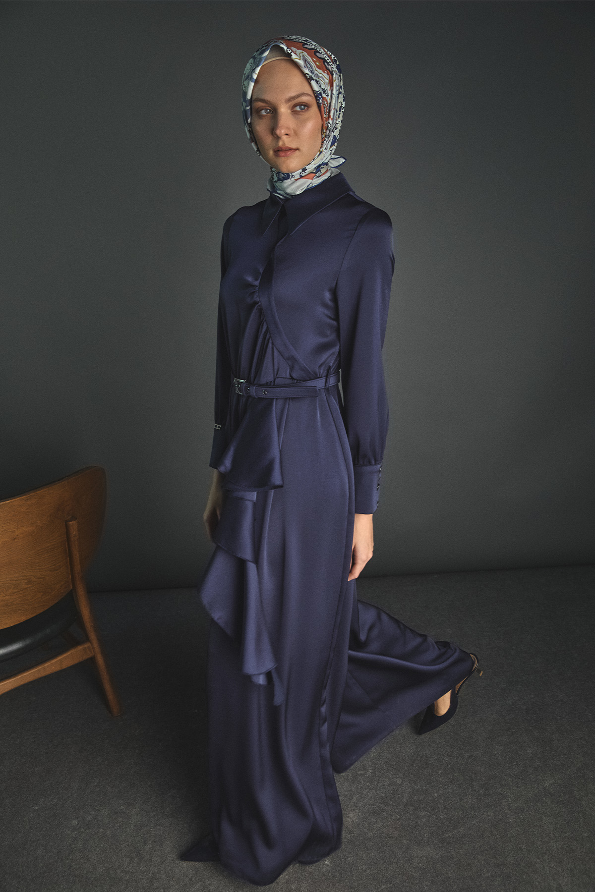 Volanlı Saten Tunik