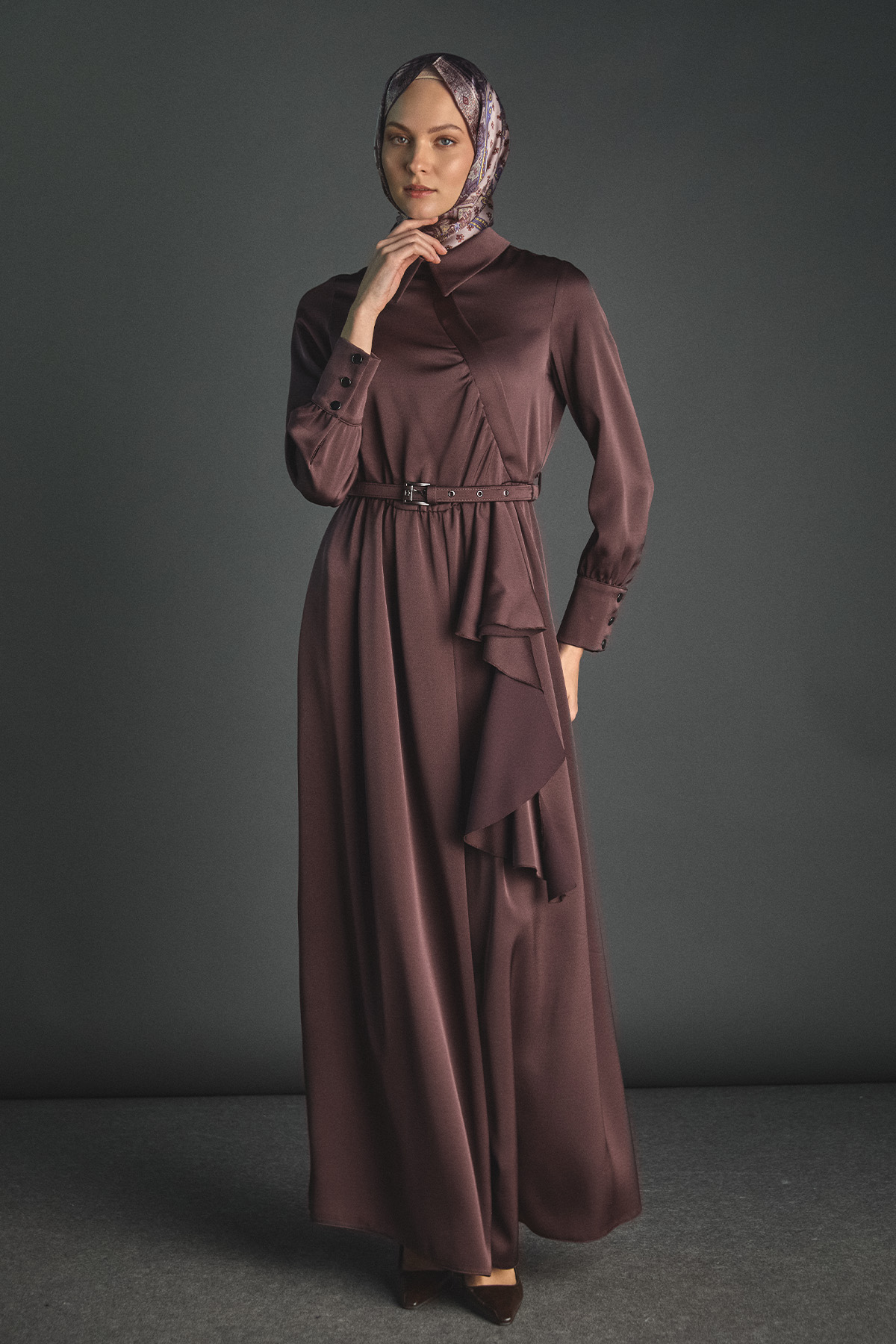 Volanlı Saten Tunik