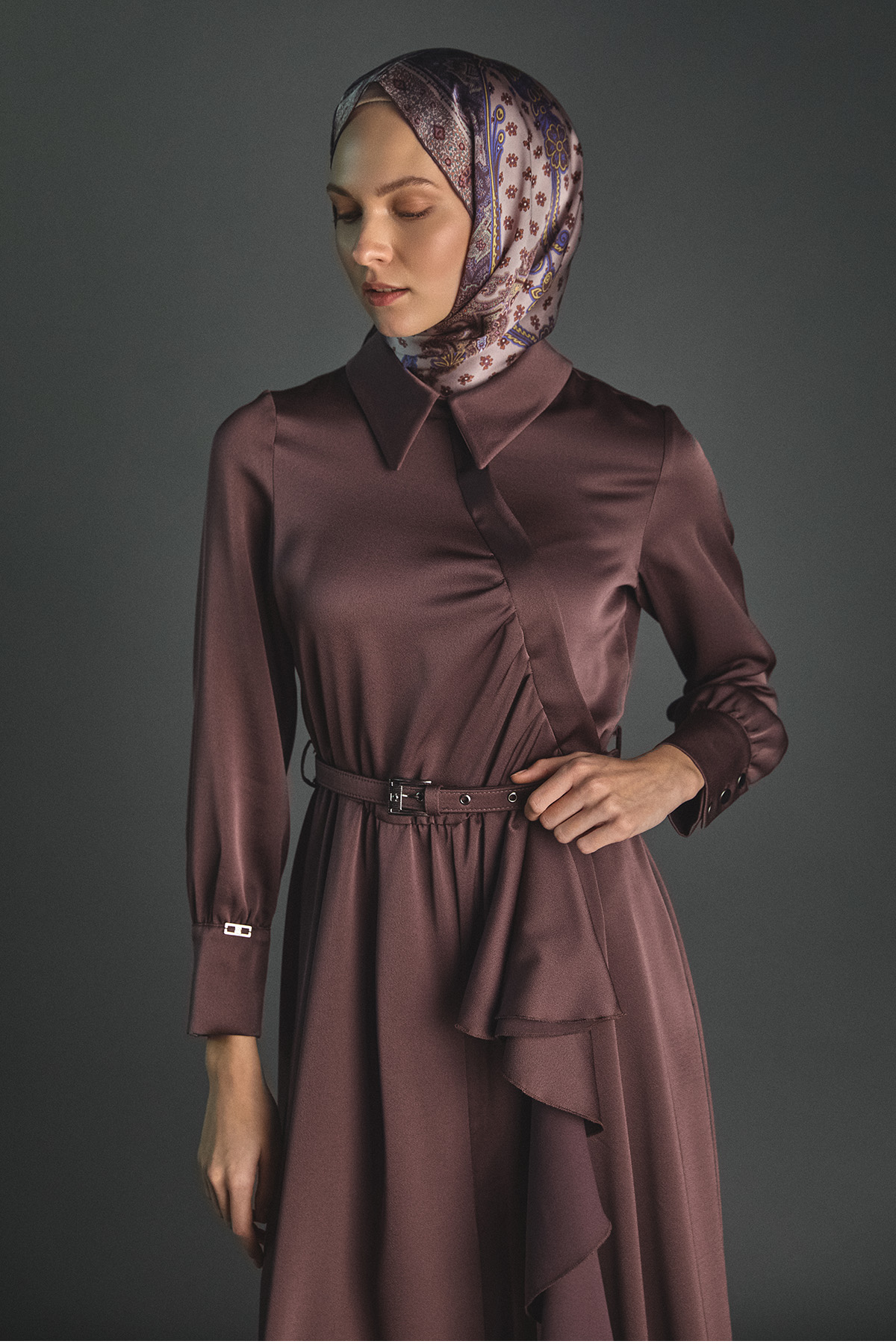 Volanlı Saten Tunik