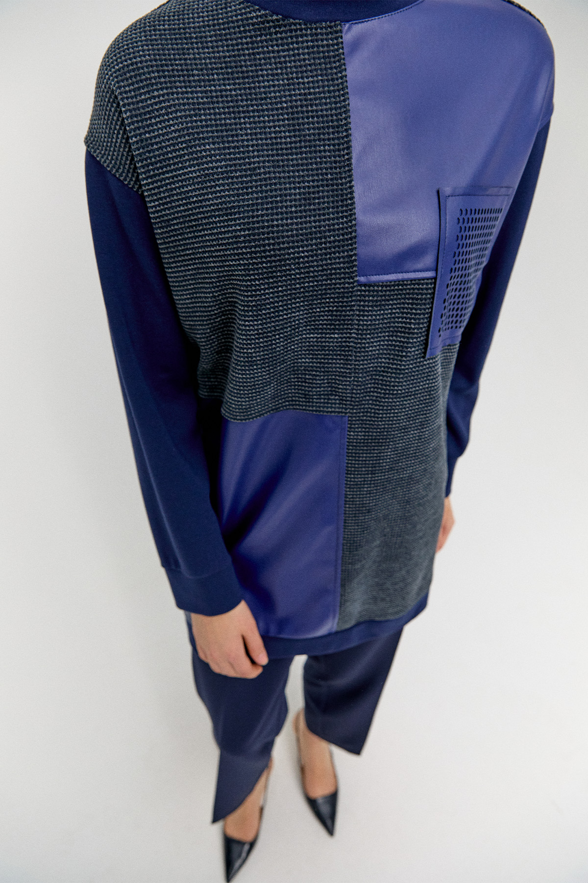 Deri Parçalı Fileli Tunik, Tesettür Giyim