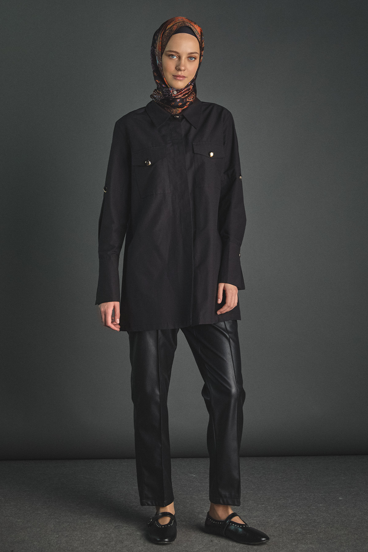 Kolları Şeritle Katlanabilir Tunik