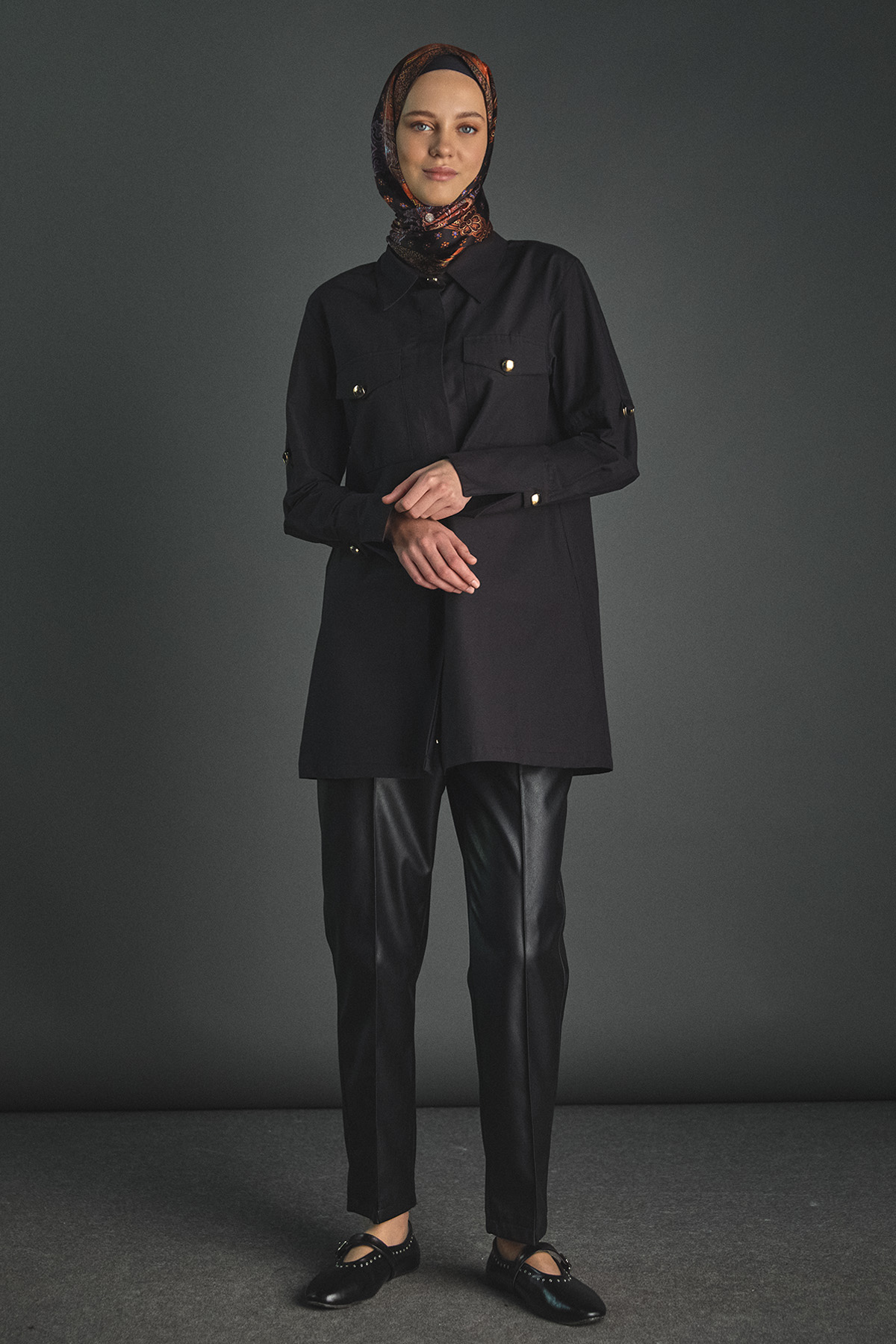 Kolları Şeritle Katlanabilir Tunik