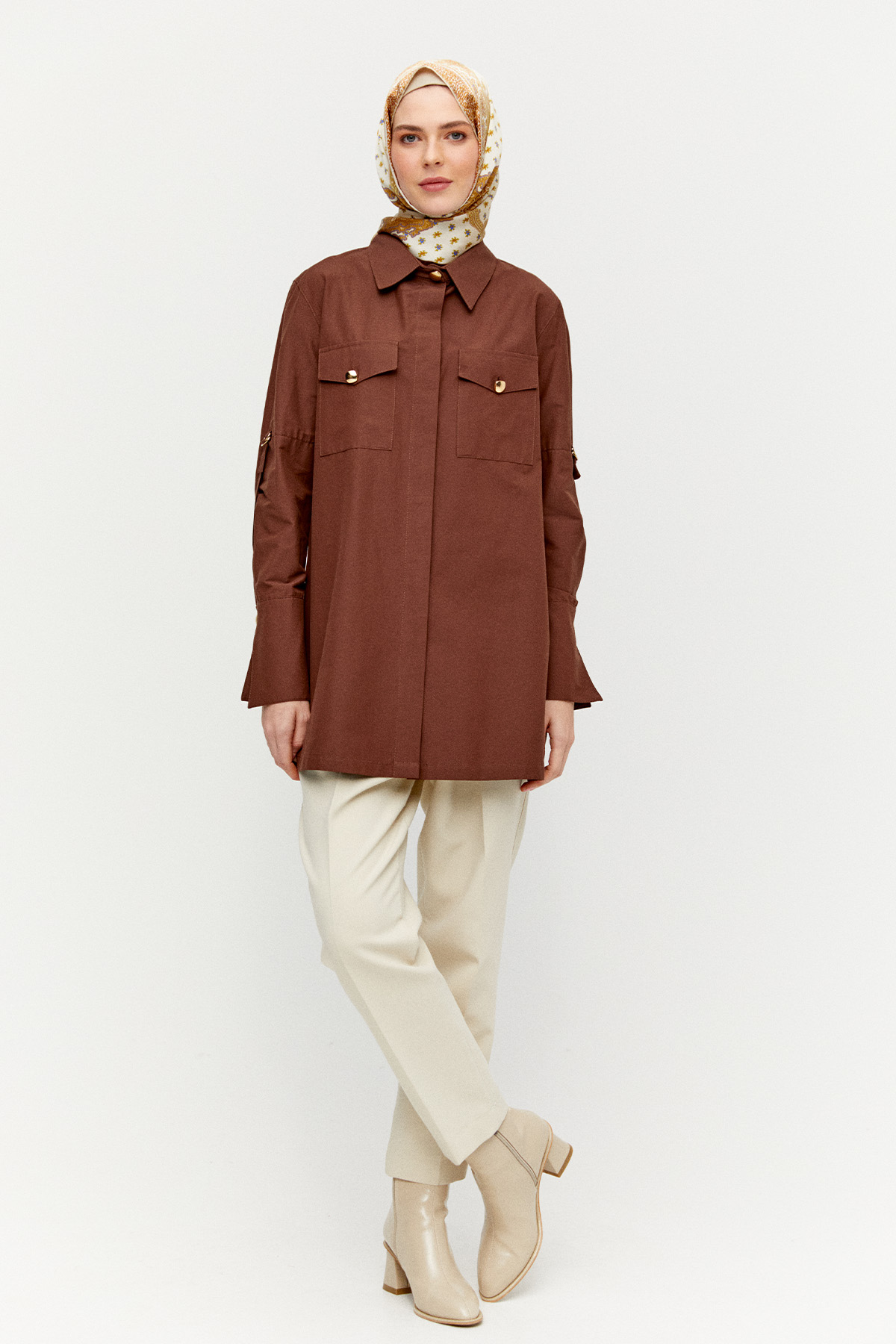 Kolları Şeritle Katlanabilir Tunik