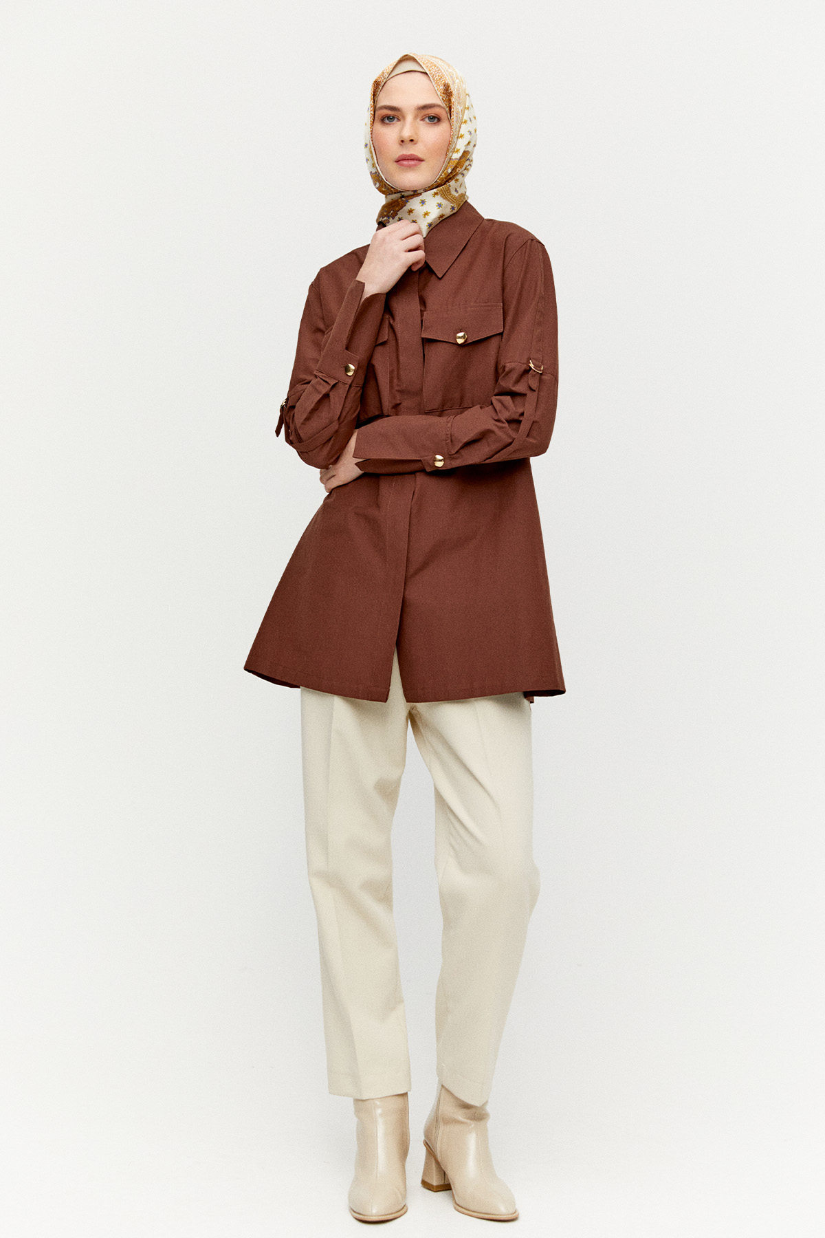 Kolları Şeritle Katlanabilir Tunik