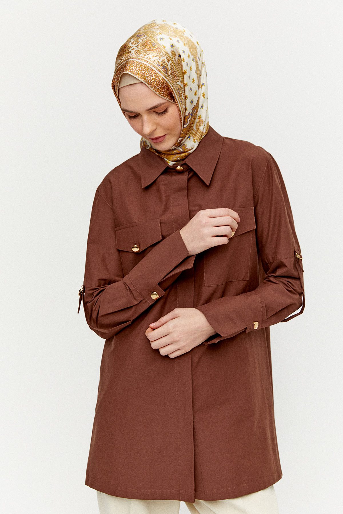 Kolları Şeritle Katlanabilir Tunik