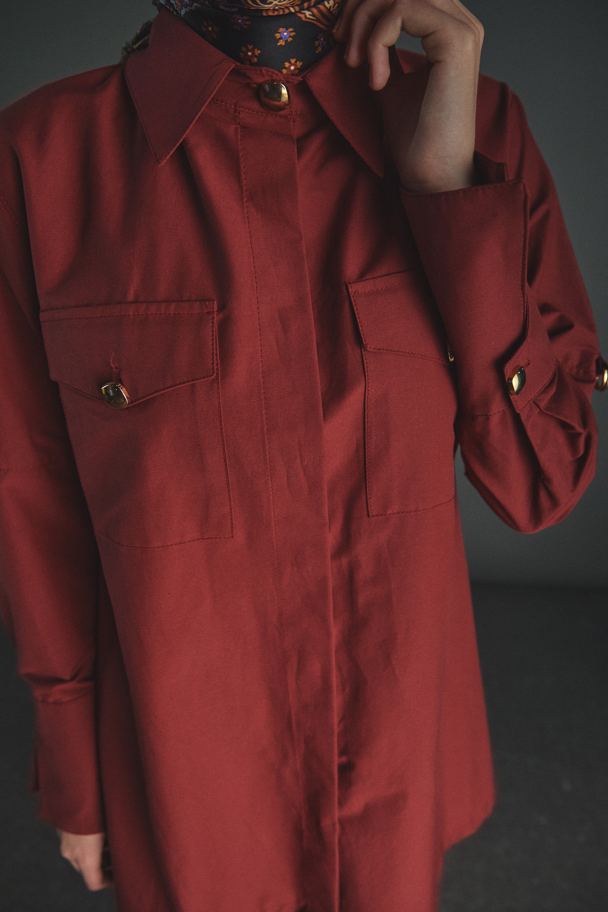 Kolları Şeritle Katlanabilir Tunik