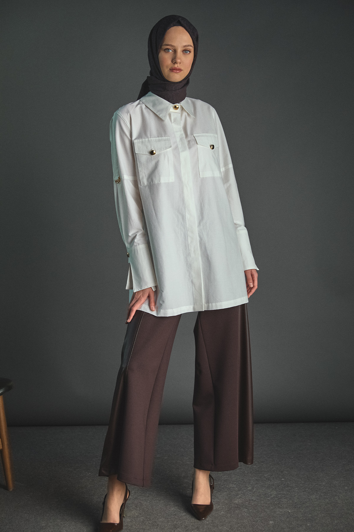 Kolları Şeritle Katlanabilir Tunik