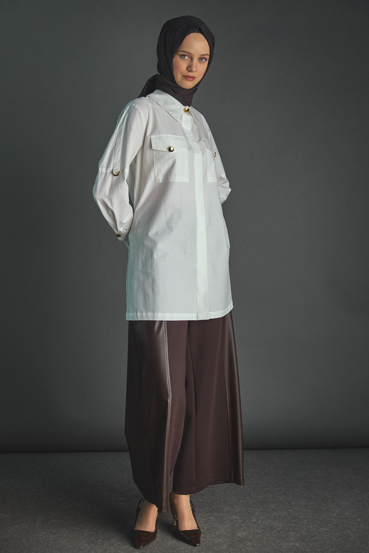 Kolları Şeritle Katlanabilir Tunik