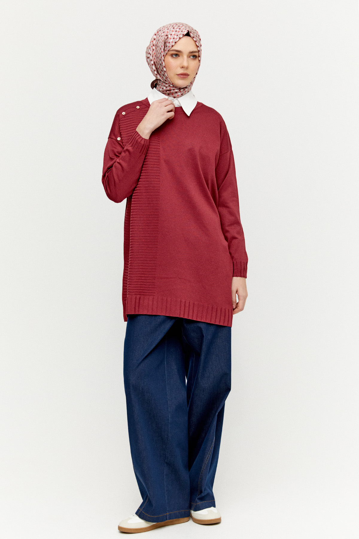 Süs Düğmeli Triko Tunik