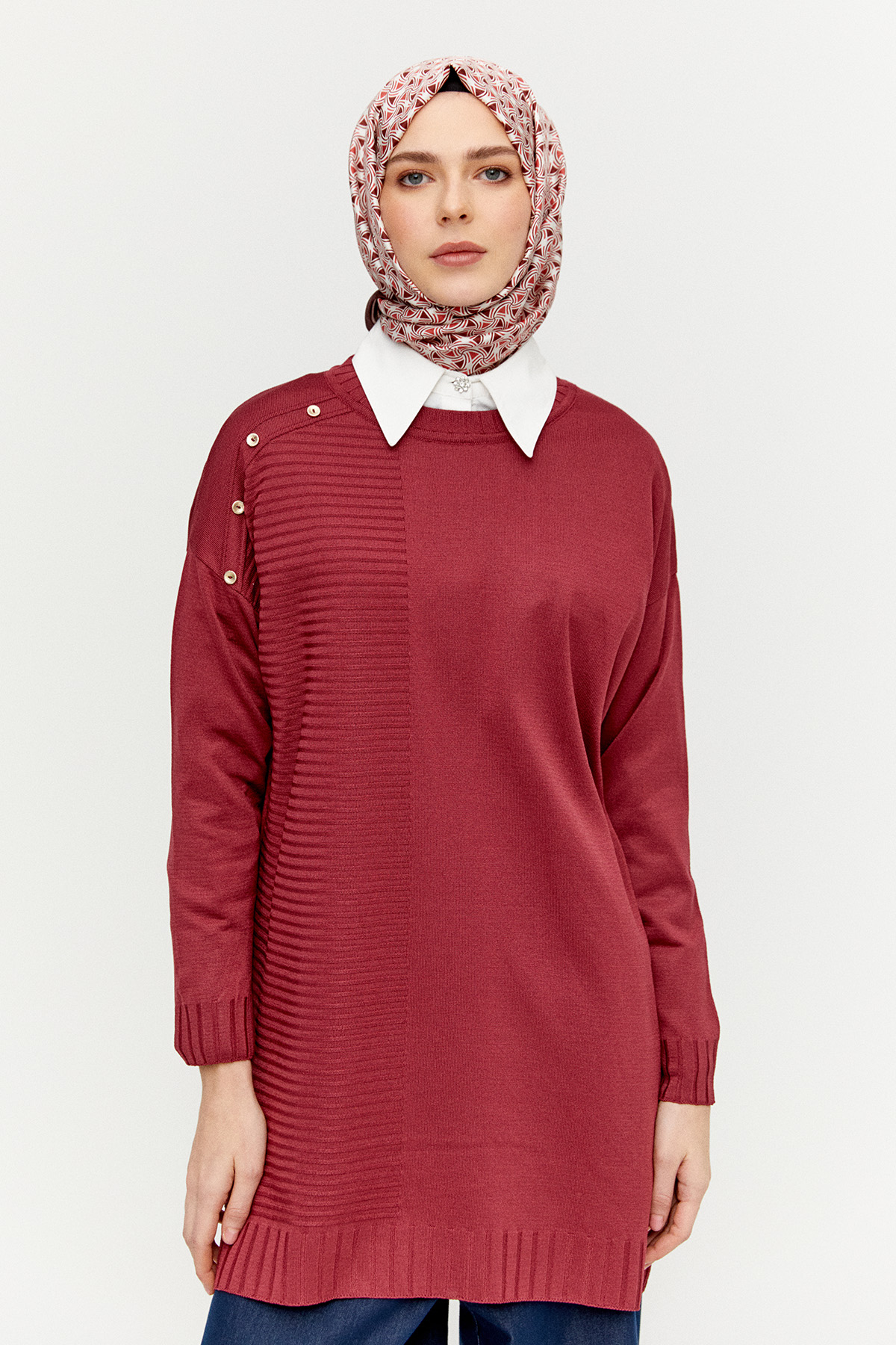 Süs Düğmeli Triko Tunik