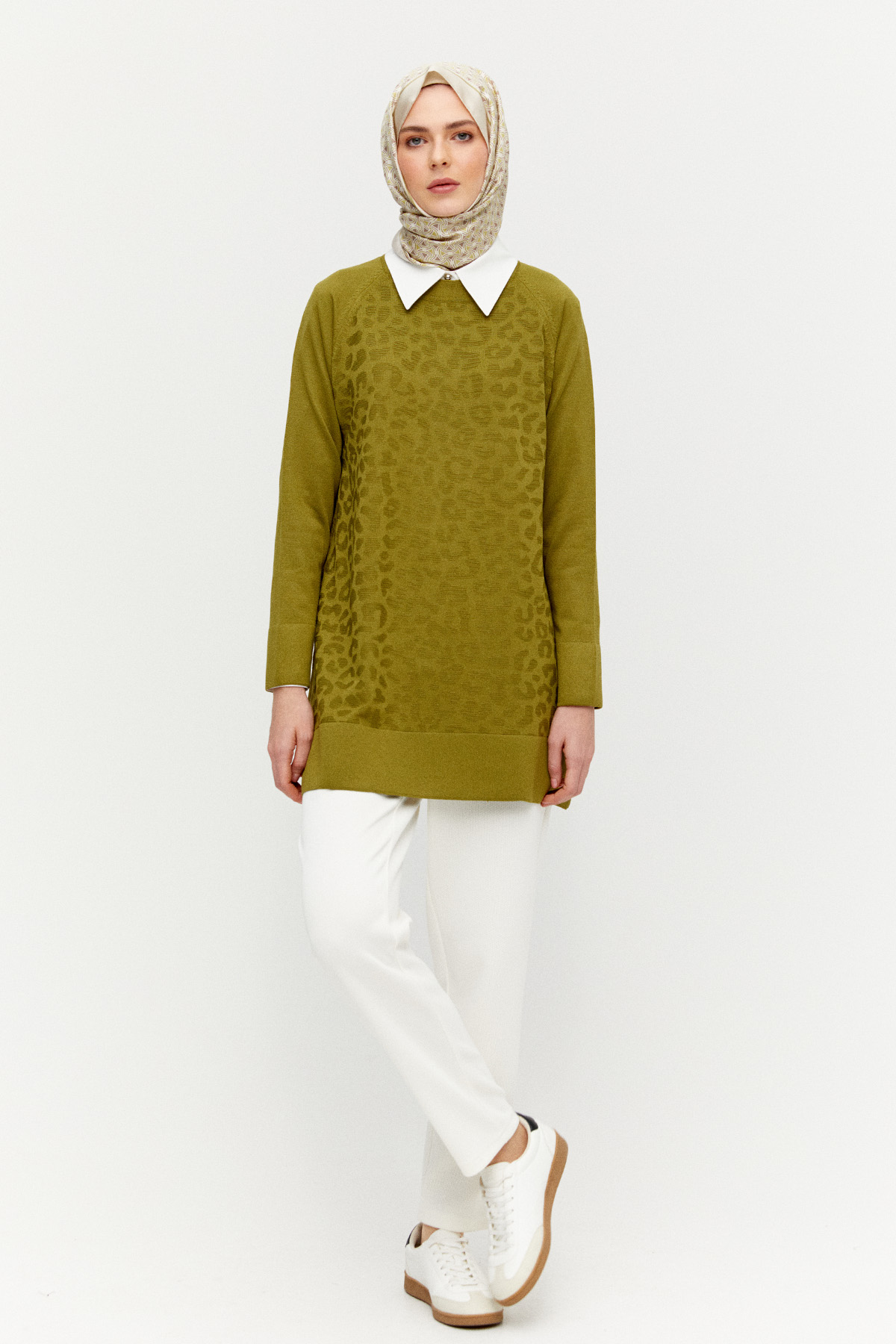 Leopar Desenli Reglan Triko Tunik