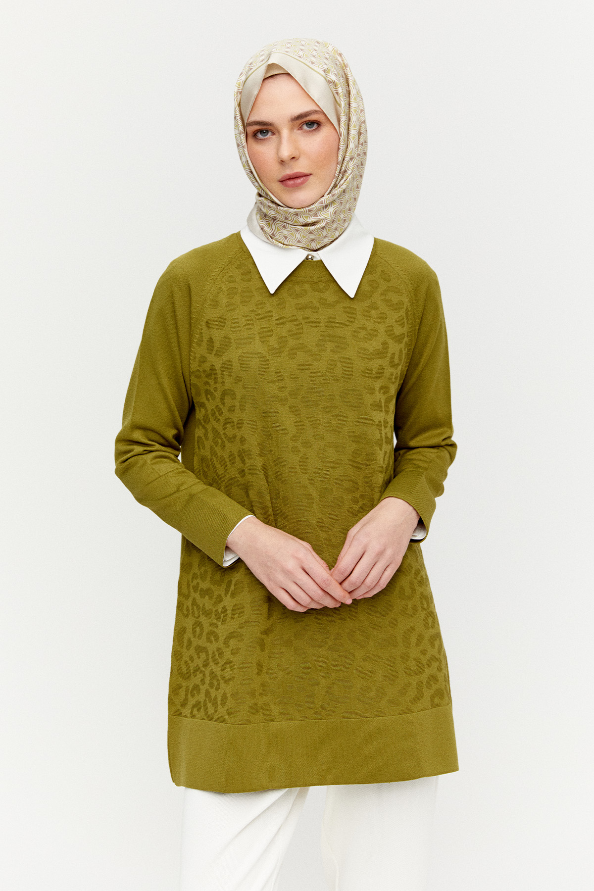 Leopar Desenli Reglan Triko Tunik