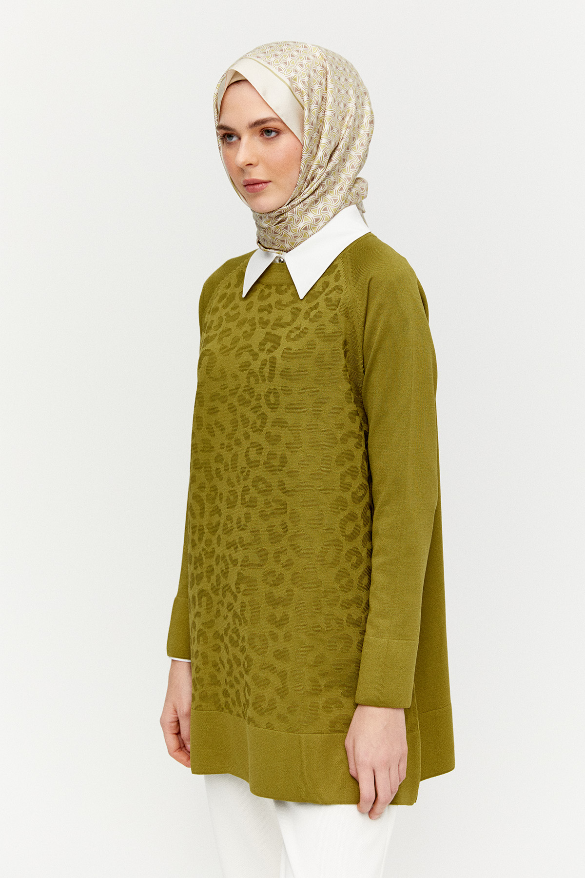 Leopar Desenli Reglan Triko Tunik