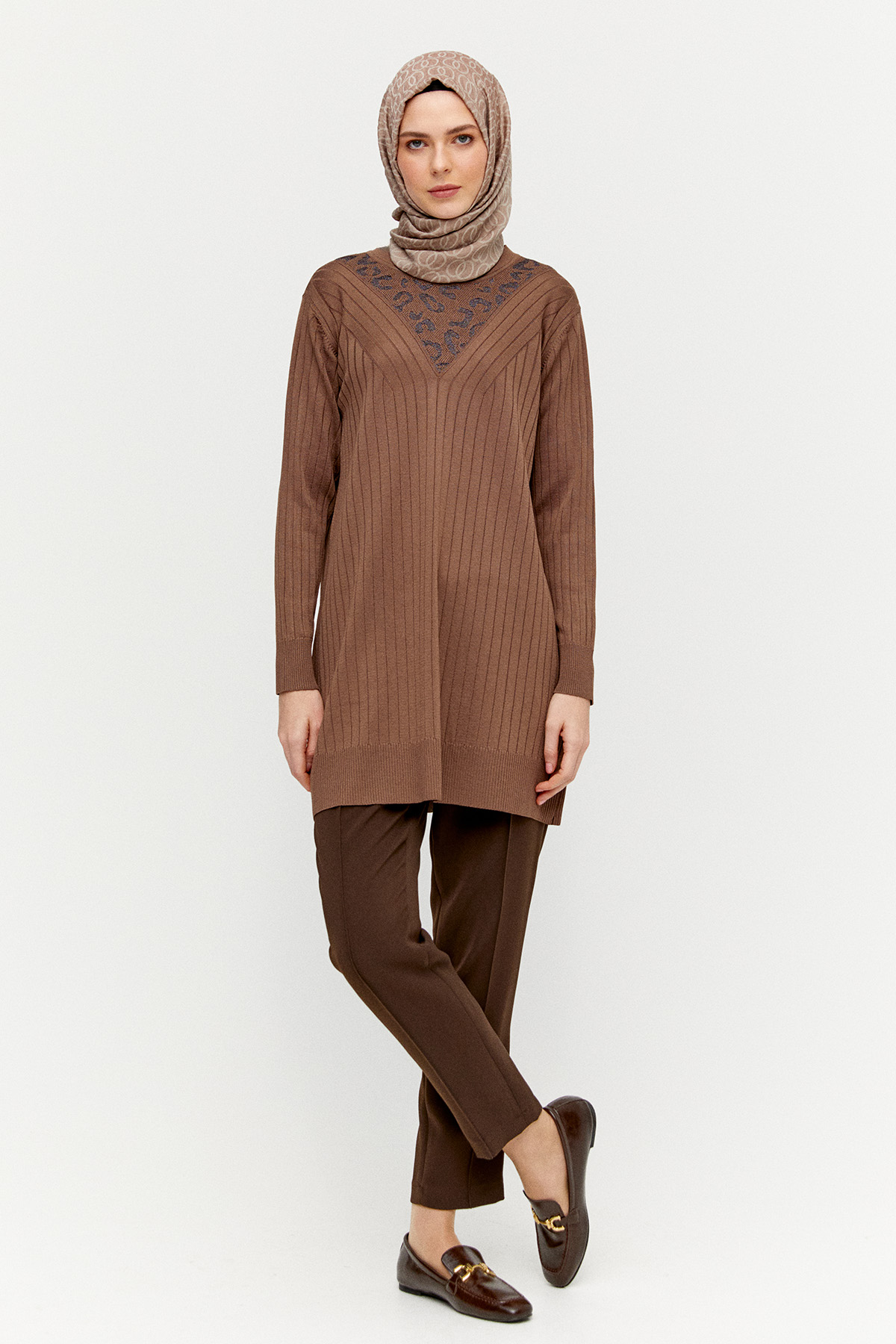 Leopar Desenli Sim Detaylı Tunik