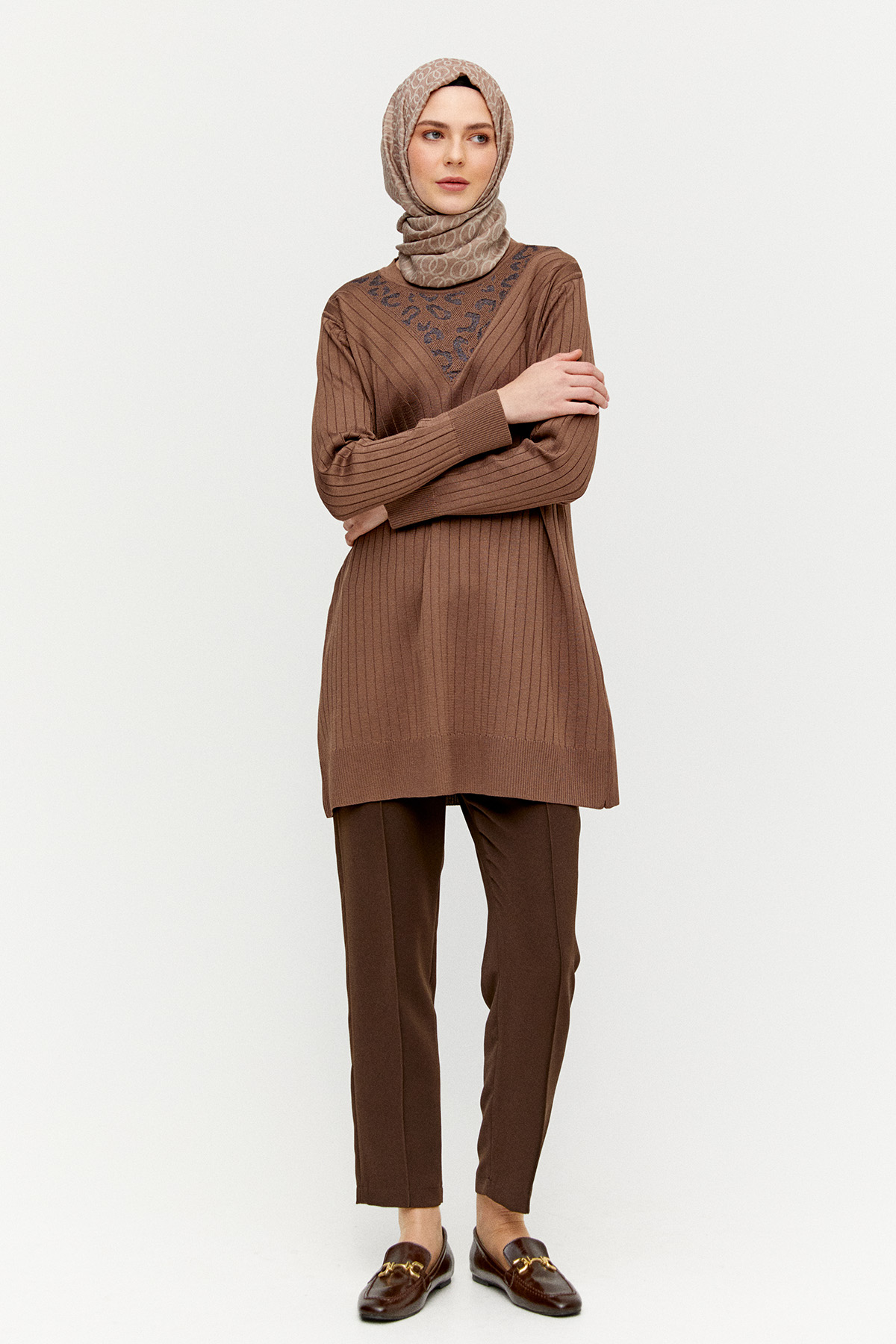 Leopar Desenli Sim Detaylı Tunik